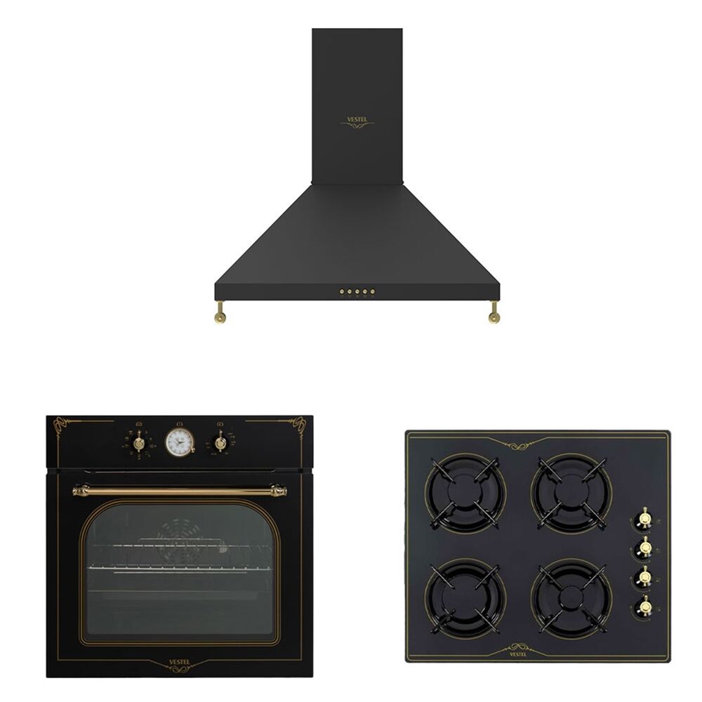 VESTEL SİYAH RUSTİK ANKASTRE SET