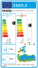 Vestel Nefes 122 GI Pro WiFi A++ 12000 BTU Inverter Duvar Tipi Klima