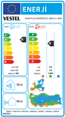 Vestel Vega Plus Inverter G 186 WiFi A++ 18000 BTU Duvar Tipi Klima