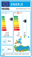 Vestel Buzz Inverter 184 Wi-Fi A++ 18000 BTU Duvar Tipi Klima
